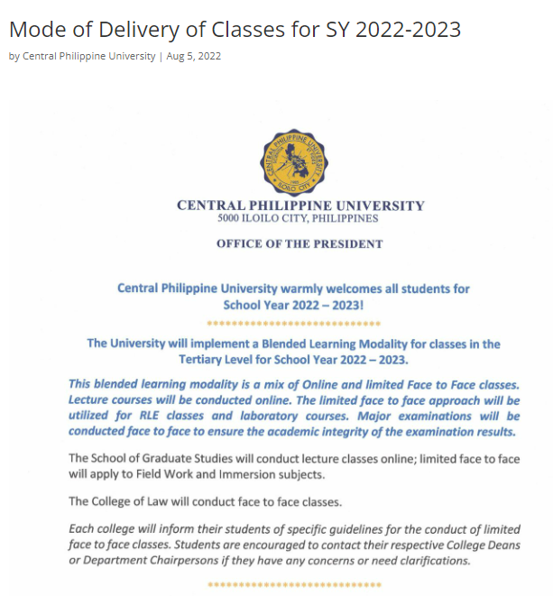 中部菲律賓大學2022-2023學年的授課方式-唐廈智創(chuàng)教育 中部菲律賓大學2022-2023學年的授課方式-唐廈智創(chuàng)教育